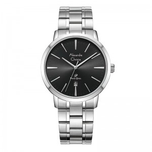 Alexandre Christie AC 1028 Silver Black Man Steel MDBSSBA